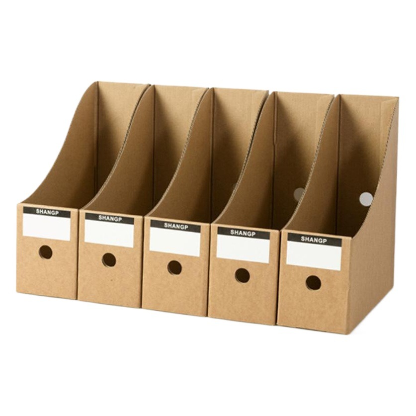 Picture of Office Supplies File Box Storage File Rack Magazine Folder Frame Kraft Paper Desktop Storage Box File Cabinet Wholesale