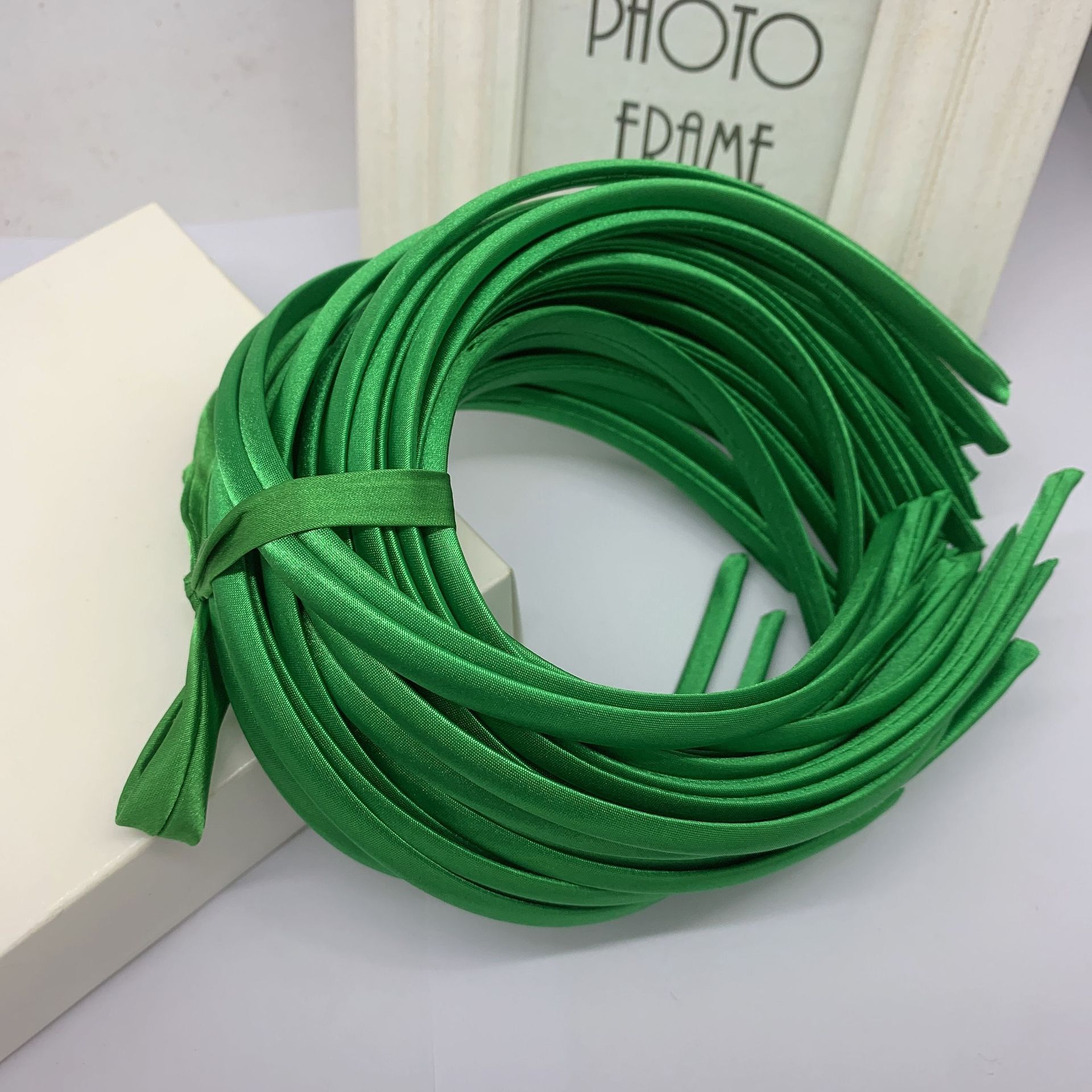 Picture of 10mm Candy-Colored Cloth-Wrapped Thickeneded Headband DIY Hairband Material Hair Accessories 1cm Satin Set Cloth Headband