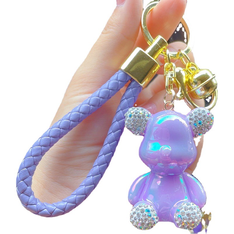 Diamond-encrusted vine bear colorful electroplated bear with diamond keychain creative pendant fashion key chain pendant manufacturers