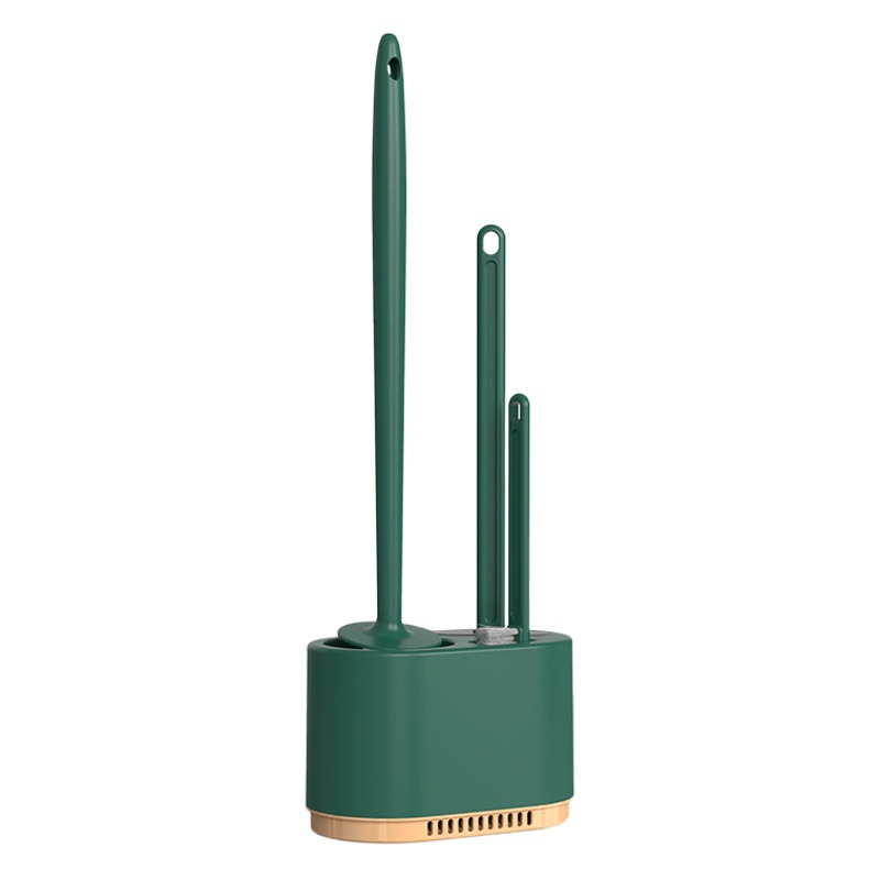 Toilet Brush Household No-Dead-Corner Cleaning Artifact Three-Piece Set Bathroom Wall-Mounted Toilet Brush Set Storage Rack