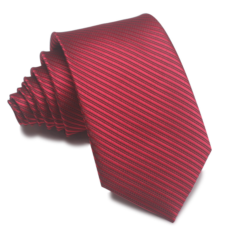 Picture of 25 New 8cm Polyester Jacquard Stripesd Tie 7cm Men's and Women's Business Formal Wear Casual High-End Red Black Blue