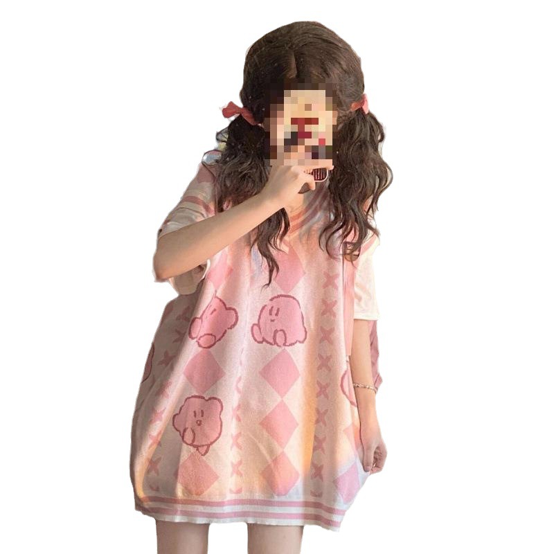 Picture of Japanese cute cartoon knitted vest women's sleeveless V-neck small soft girl all-match age-reducing sweater vest Spring