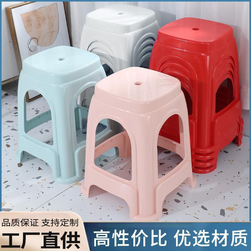 Large Household Cooked Plastic Commercial Heightened and Thickeneded Hotel High Stool Extra Thick Plastic Stool Round