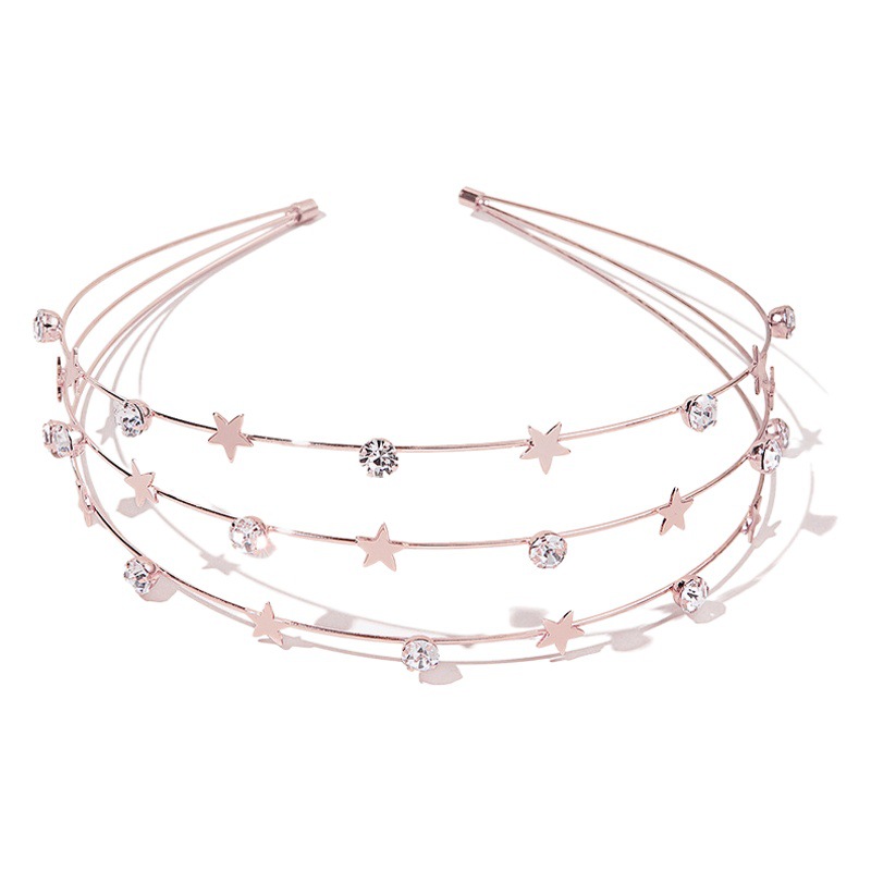 Cross-border Europe and the United States hot-selling personalized metal hair accessories five-cornered stars double-layer hairband sweet lady pressure hair simple headband