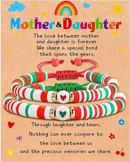 Picture of Cross-border Jewelry Temu Hot Mother's Day Bracelet Creative Soft Pottery Beaded Heart-shaped Mother and Daughter Parent-child Hand Rope for Women