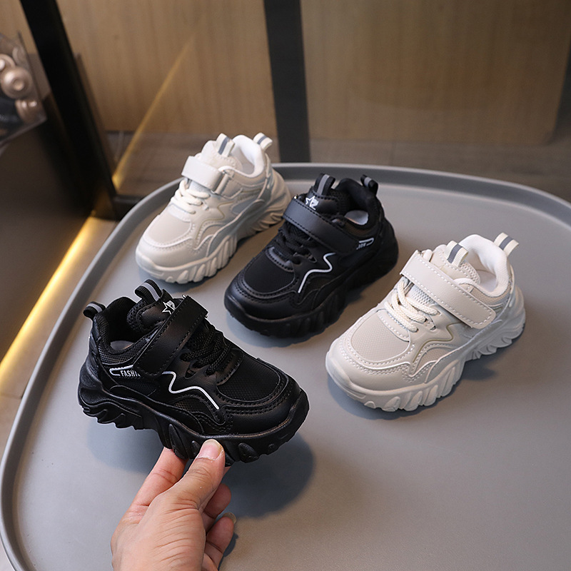 Children's Sports Shoes 2025 Spring and Autumn New Boys' Dad's Shoes Baby Girl Velcro Shoes Girls' Campus White Shoes