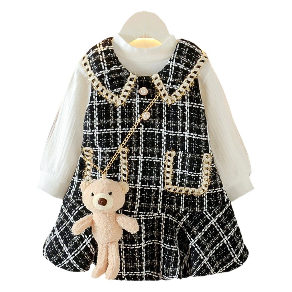 Girls' Chanel style suit 2022 spring and autumn Korean style dress baby one-year-old dress vest skirt western style two-piece suit