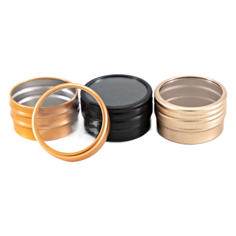 10g Japanese Manicure Box Jewelry Box Window Transparent Aluminum Box Small Aluminum Can Threaded Packaging Box Storage Box Sub-packing Gold