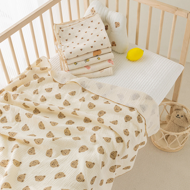 Picture of Summer double-layer four-layer gauze baby bag single class a air-conditioned room newborn blanket baby cartoon baby bag