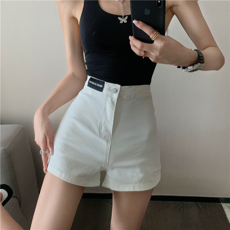 Picture of High-Waisted Denim Shorts for Women Summer 2021 New Elastic Tight Hip Lifting Tights for Small People to Wear Hot Pants
