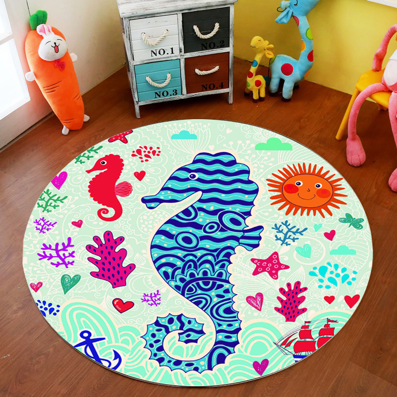 Picture of Cross-Border Cartoon Round Carpet Bedroom Cute Full Bedside Mat Thickened Crystal Velvet Children's Floor Mat Room Carpet