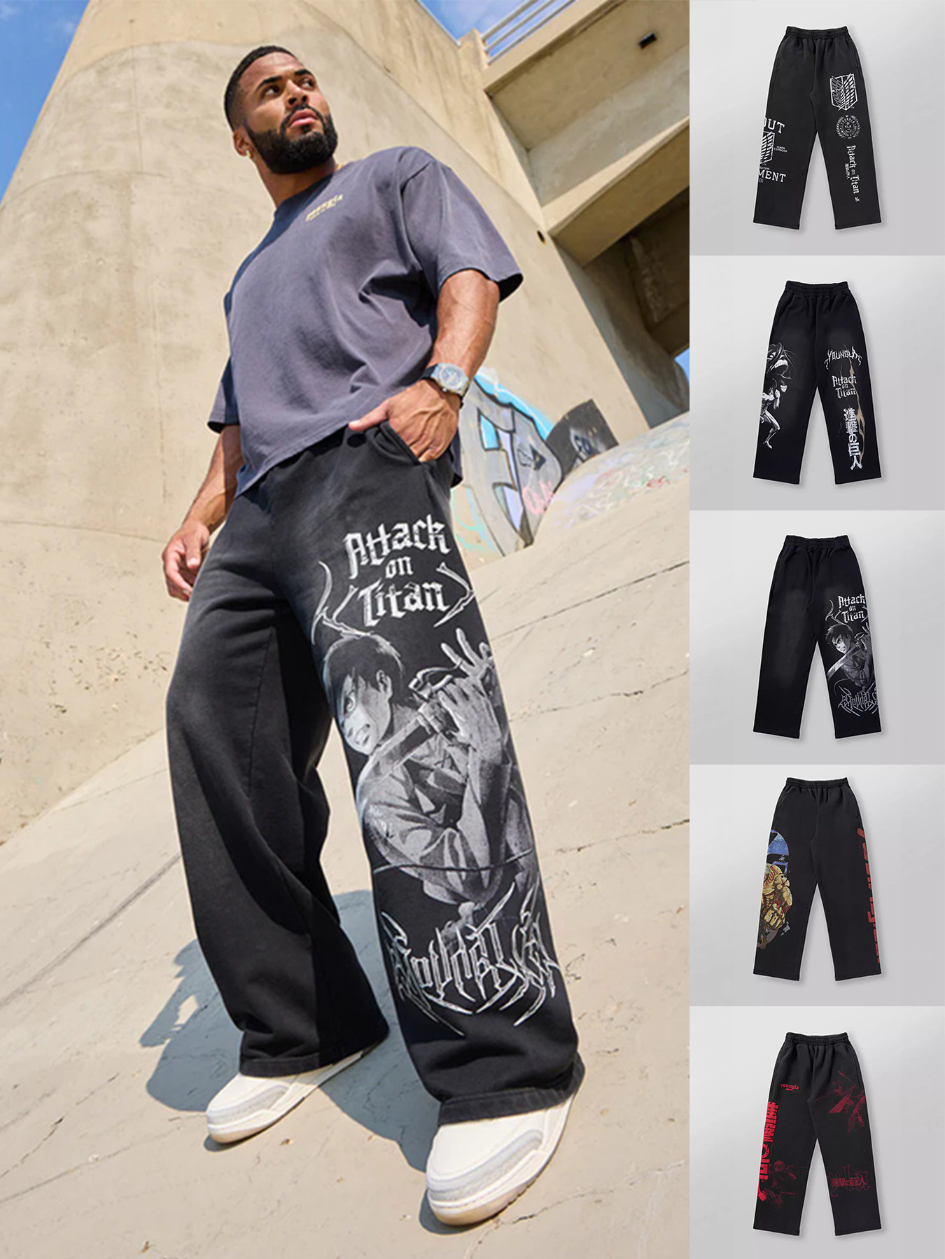 YOUNGLA New American Sports Pants Gym Bodybuilding Running Training Pants Cotton Trousers with Trill Print Wide Leg