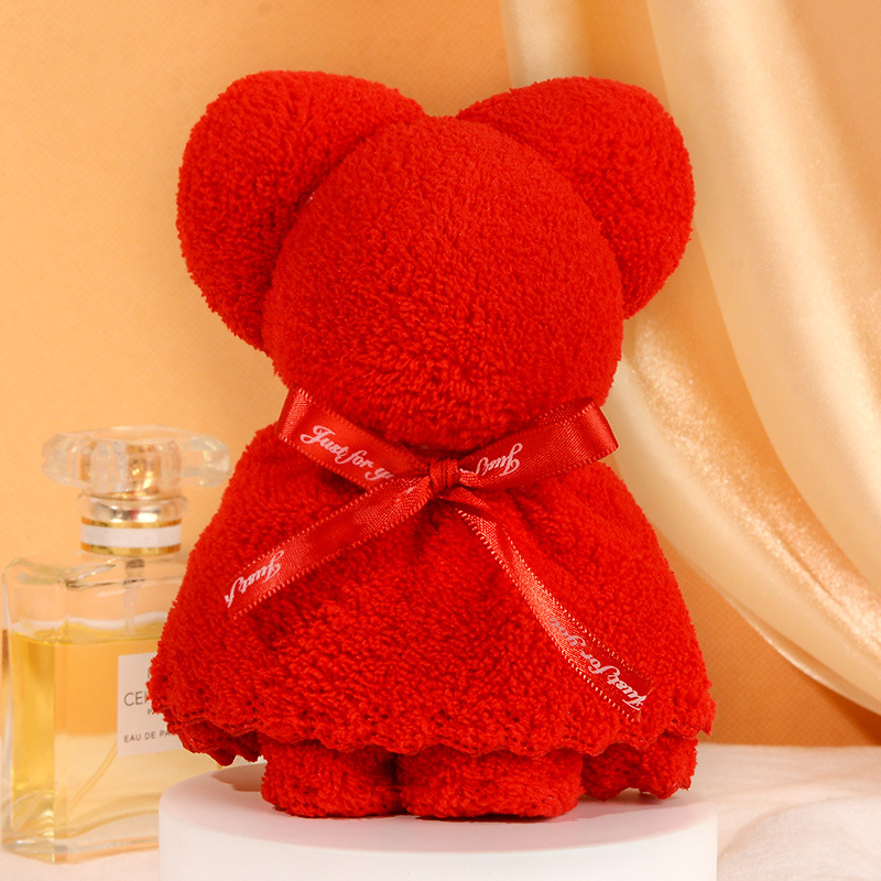 Picture of Pineapple Pie Towel Bear Shape Wedding Happy Word Accompanying Gift Happy Shop Full Moon One-Year-Old Return Gift Creative Gift Square