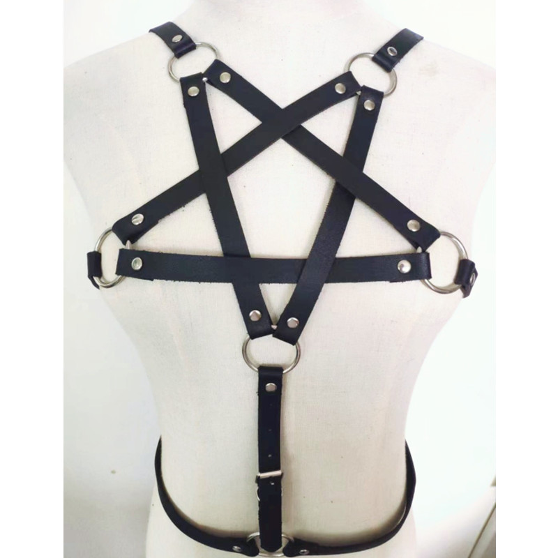 European and American cross-border trendy fashion personality five-star punk binding belt performance jewelry waist chain belt