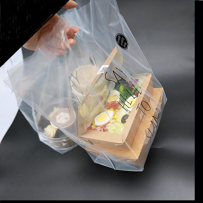 2017 New High-pressure Pure Transparent Plastic Bags Salad Packaging Bags Lunch Box Carton Packaging Bags 50 Pieces/piece