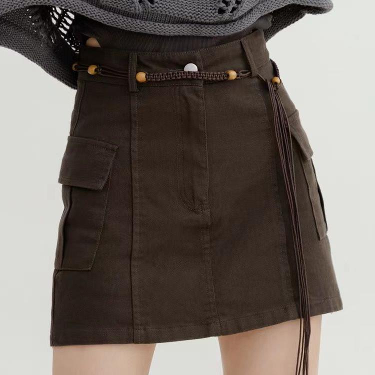 Workwear Denim Skirt Women's 2024 Spring and Summer New High Waist Slimming Small A-line Hot Girl Hip-covering Short Skirt