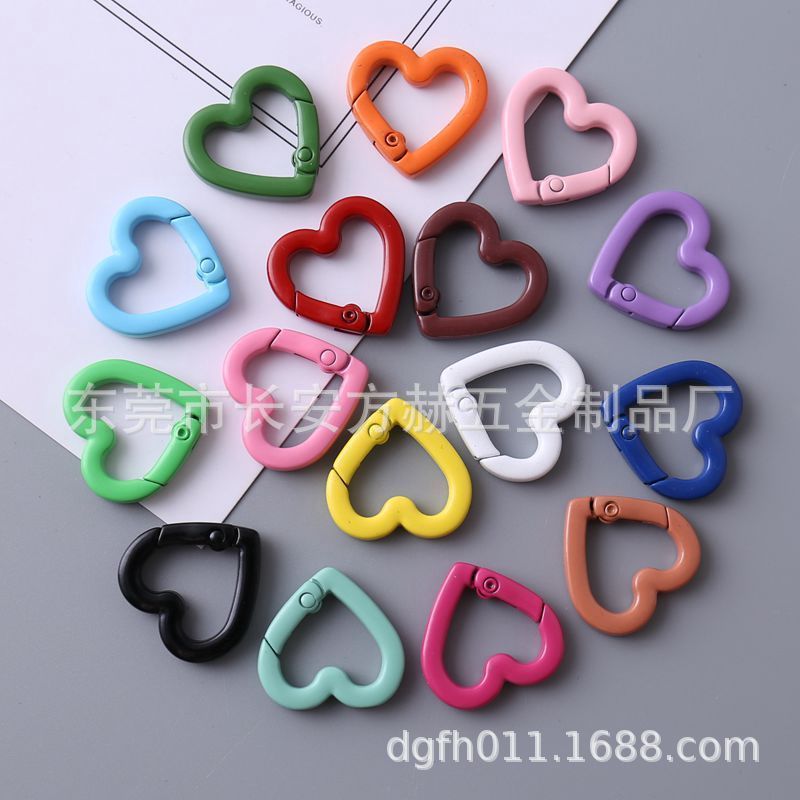 Paint color zinc alloy spring buckle love open spring ring luggage hardware key chain diy jewelry accessories