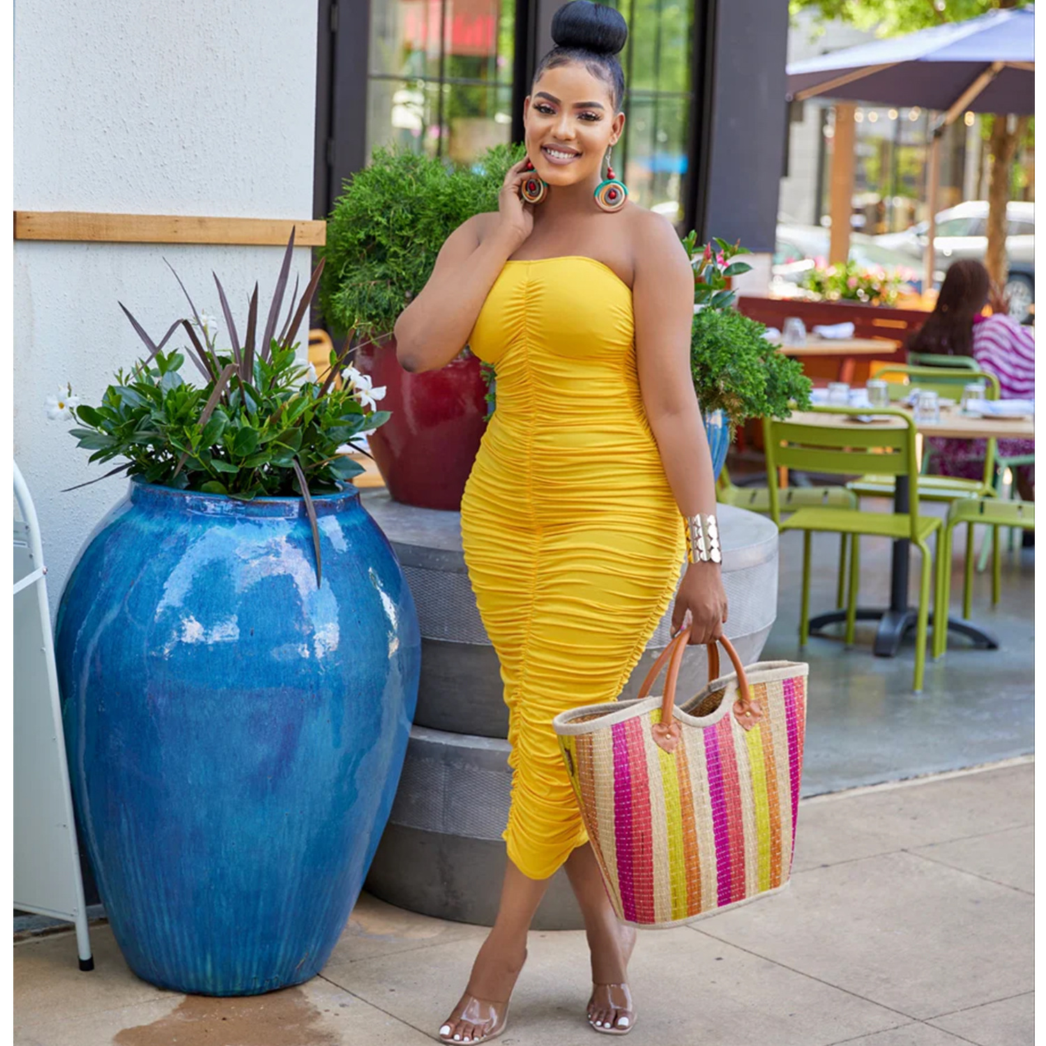 Europe Africa Amazon Sweet Spicy Wrap Chest Pleated dress Africa Hot Sale plus size Women Tight Dress