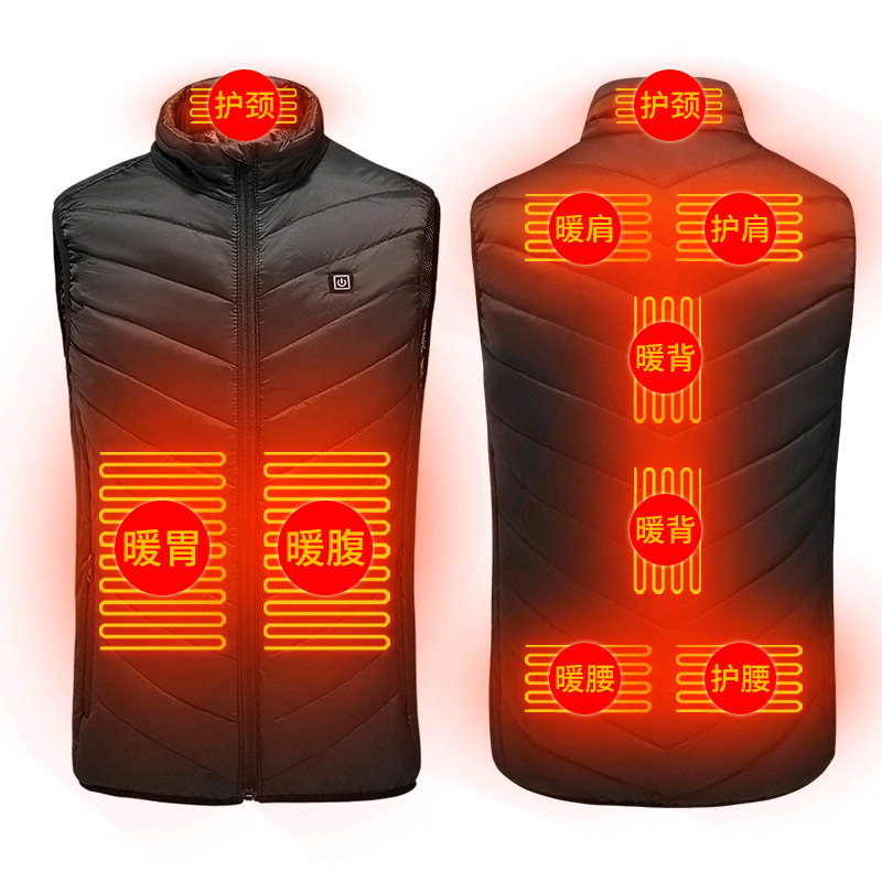 Cross-border heating vest smart heating clothes USB heating vest hooded warm heating cotton-padded clothes factory in stock