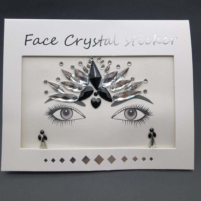 Picture of Internet Celebrity DIY Face Stickers, Eyebrow Stickers, Acrylic Accessories, Colorfulful Forehead Decoration, Masquerade Face Rhinestone Stickers