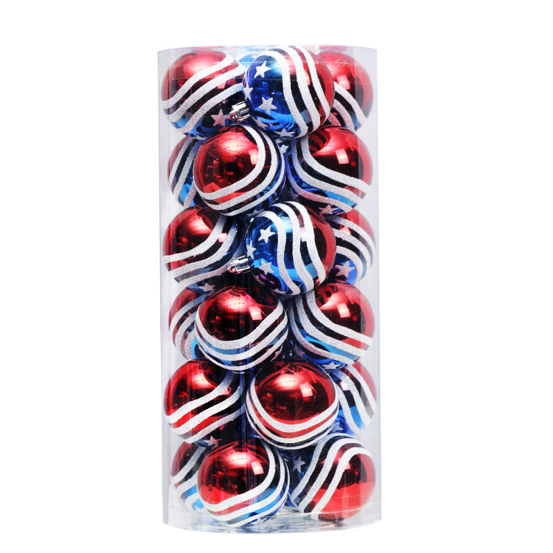 Picture of Cross-border spot 6cm/24 painted ball US flag Christmas ball Christmas tree pendant US Independence Day decorations