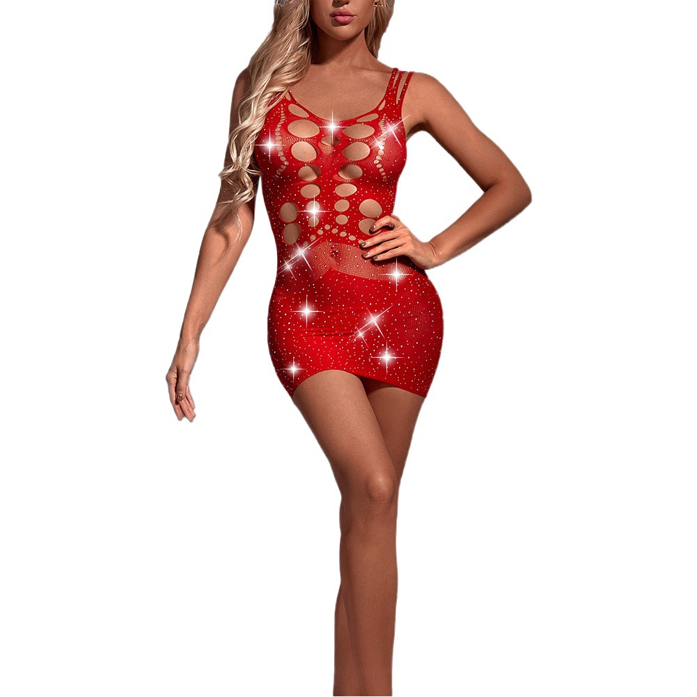 Aliexpress European and American Style Backless Sexy Lingerie with Diamonds and Baby's Breath Queen Style Jumpsuit Net Clothing Temptation