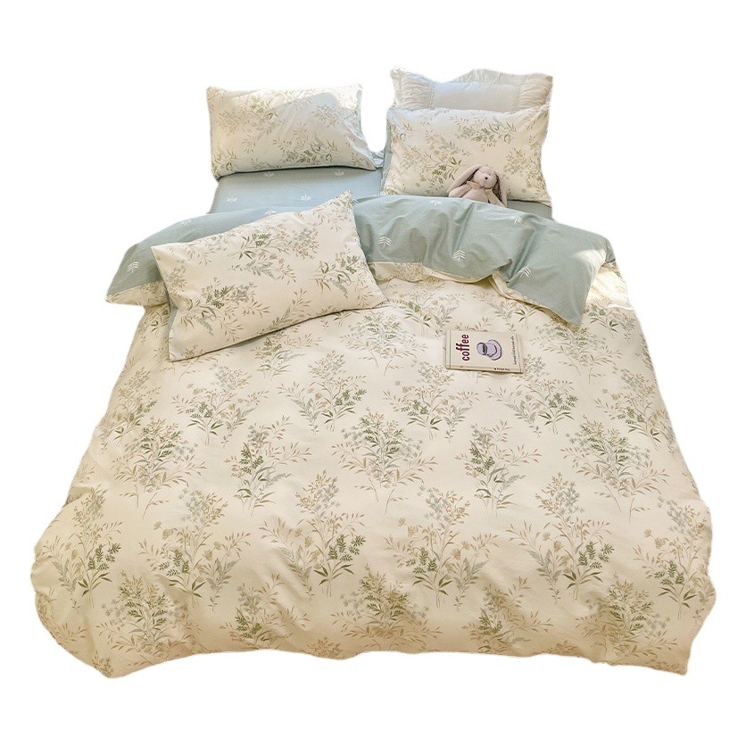 New 60 cotton four-piece cotton bed four-piece bed hat dormitory sheets three-piece bedding wholesale