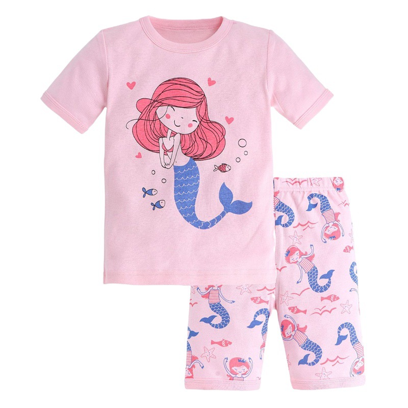 Girls' Pajamas 2025 Spring and Summer Pure Cotton Short-Sleeved Kidsren's European and American Cpc Cartoon Baby Home Clothes Cartoon Print