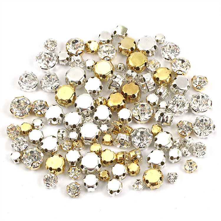 Picture of Binaural hand-stitched glass d-shaped claw drill rhinestone D-shaped crystal grab drill handmade diy wedding dress accessories material