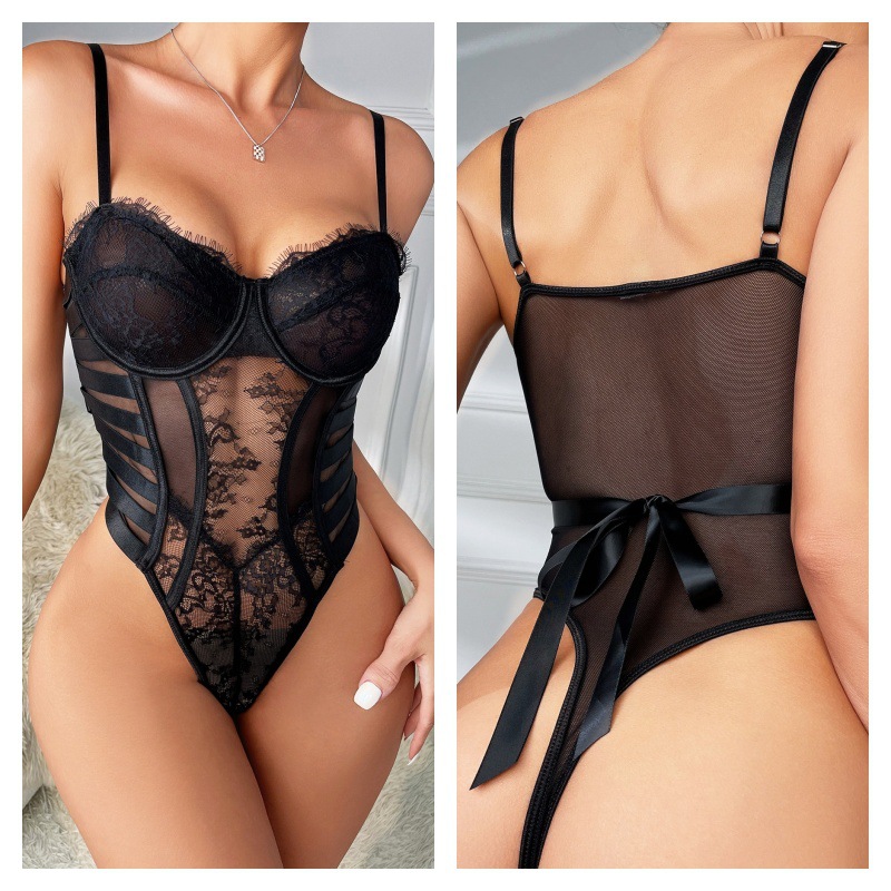2024 New sexy one-piece body shaping underwear eyelash strap perspective sexy temptation body shaping underwear sex toys