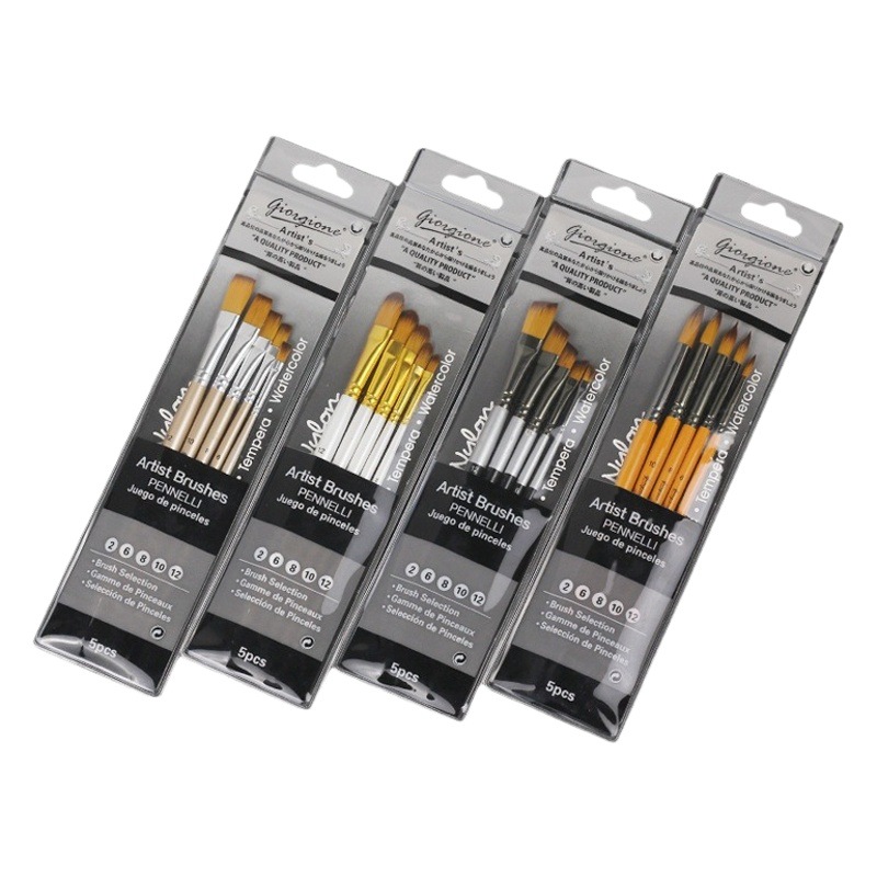 Giorgione Watercolor Gouache Brush Nylon Hair 5-Pack Art Painting Pen Set Manufacturer Wholesale