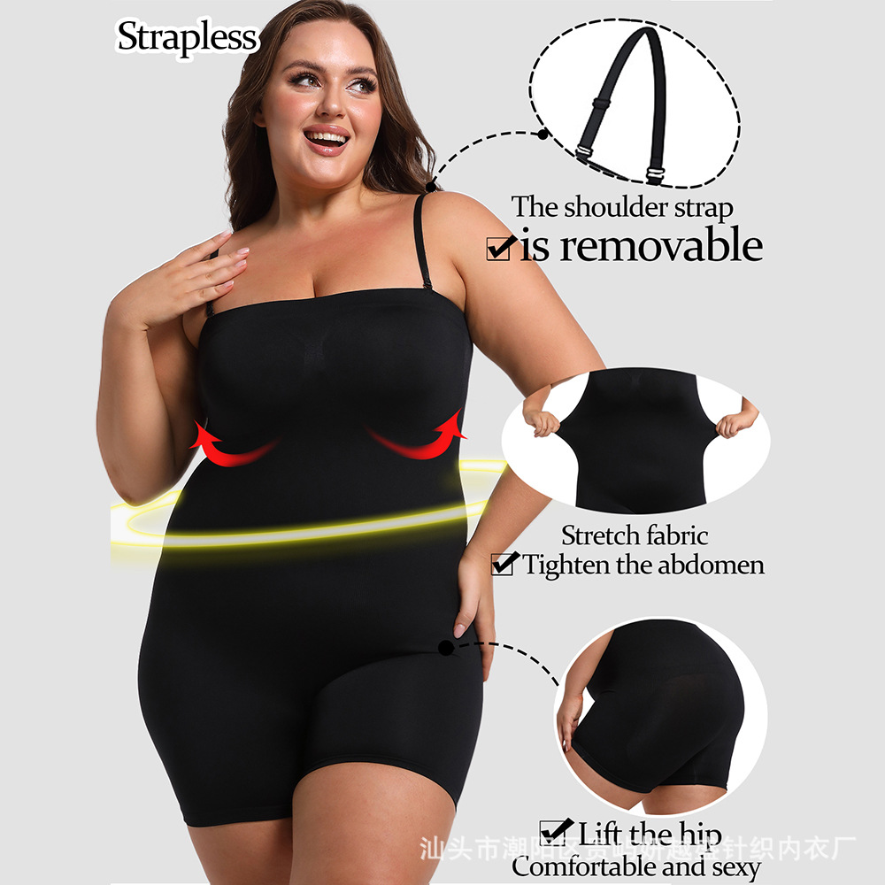 Cross-border Shaper Full Body Shaper Detachable Shoulder Strap Seamless Flat Shoulder Tunic One-piece Shaper Inner Wear