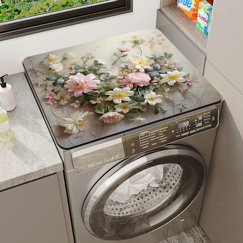 TEMU generation hair small fresh drum washing machine dust mat flower non-slip pastoral style kitchen countertop drying mat