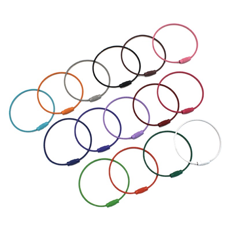 Spot color stainless steel wire ring DIY accessories paint key chain 1.5*150mm wire rope ring manufacturers