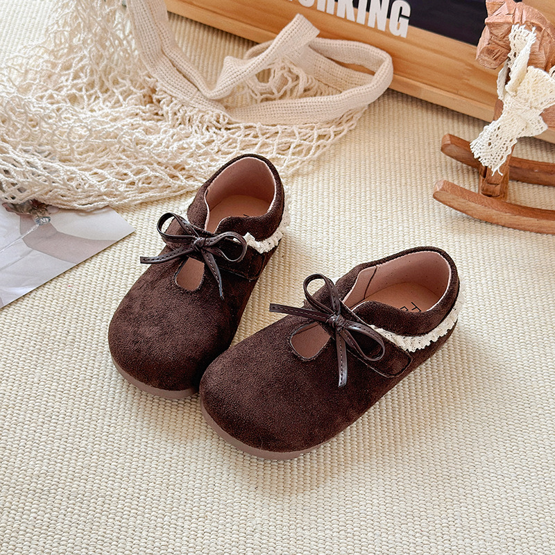 Picture of Girls' leather shoes new autumn children's Birkenstock soft soles sweet princess shoes bow baby shoes