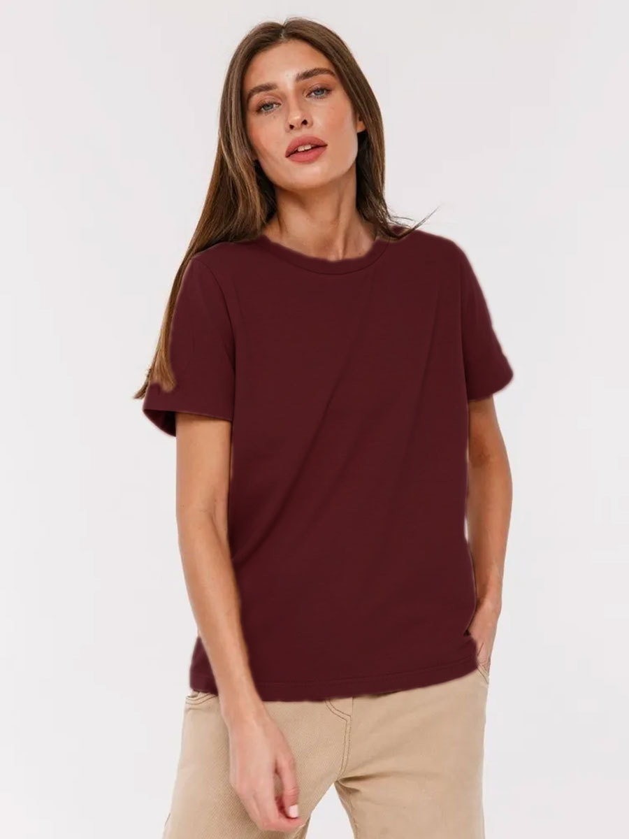 Picture of Cross-Border Short-Sleeved T-Shirt European and American 2025 Summer New Women's Fashion Casual Home Work Clothing Versatile Round Neck Short-Sleeved T-Shirt