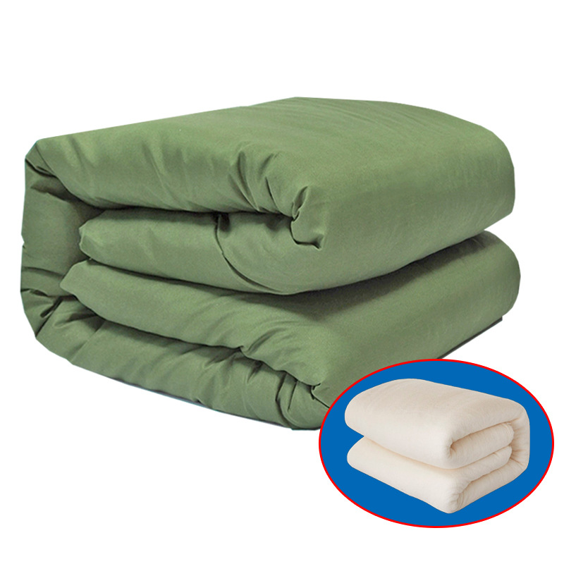 Picture of Factory wholesale military green cotton bedding quilt student military training dormitory labor protection quilt cotton quilt mattress set
