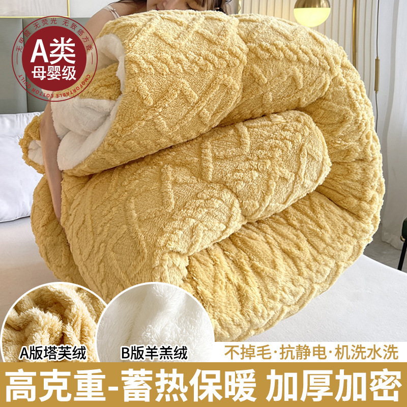 Picture of Winter Lamb Wool Quilt, Thickened Version, Warm Fleece Quilt, Autumn and Winter Milk Velvet Cotton Quilt, Student Dormitory Quilt Core