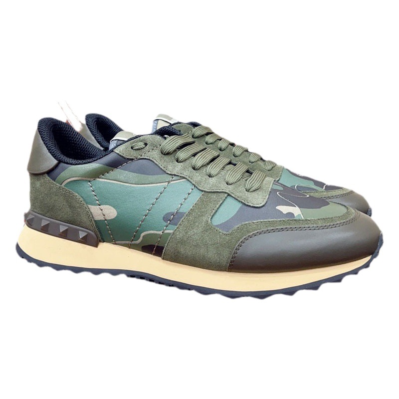 European Station Cross-border VT Camouflage sneaker Men's High Version Rivet Thick Bottom Genuine Leather Fashionable Casual Lace-up Color-block Trendy Shoes