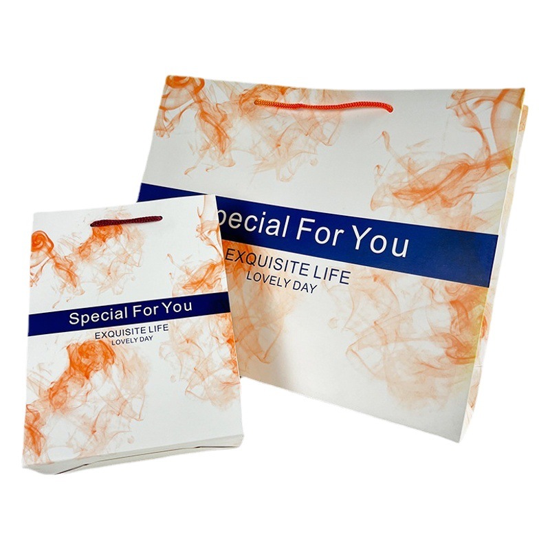 Fashion flaming marbling handbag white cardboard packaging bag clothing shopping bag creative gift bag printed logo