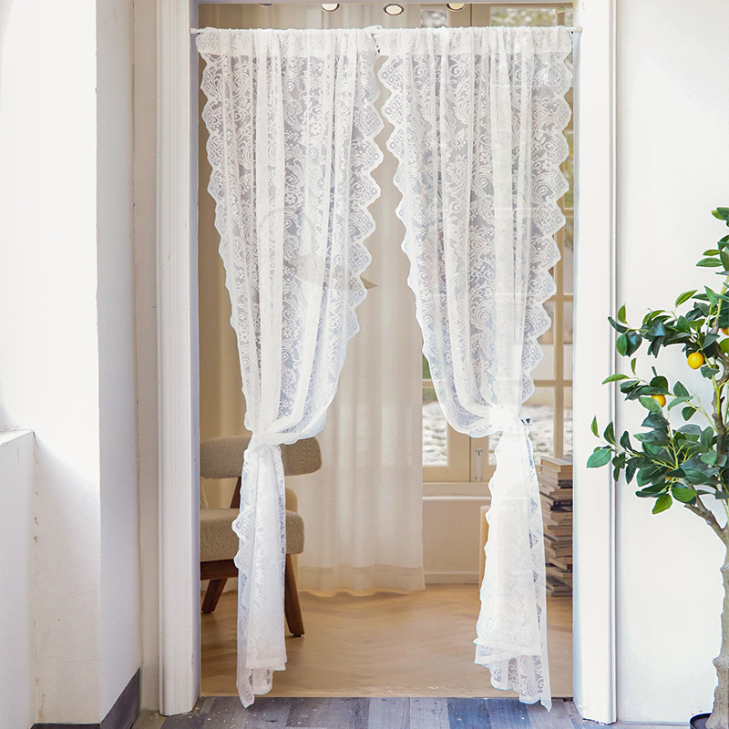 New French retro lace curtain bedroom decorative opaque window screen non-perforated partition gauze finished product wholesale