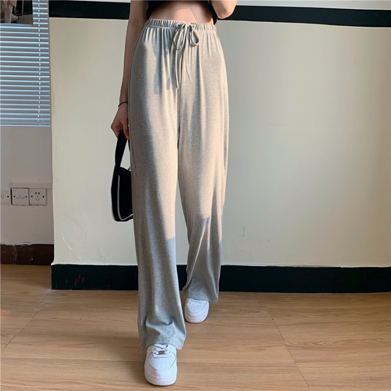 High Waist Dipped Thin Mop Pants Loose Casual Pants Women's Slimming Wide Leg Spring and Autumn New Black Straight Pants