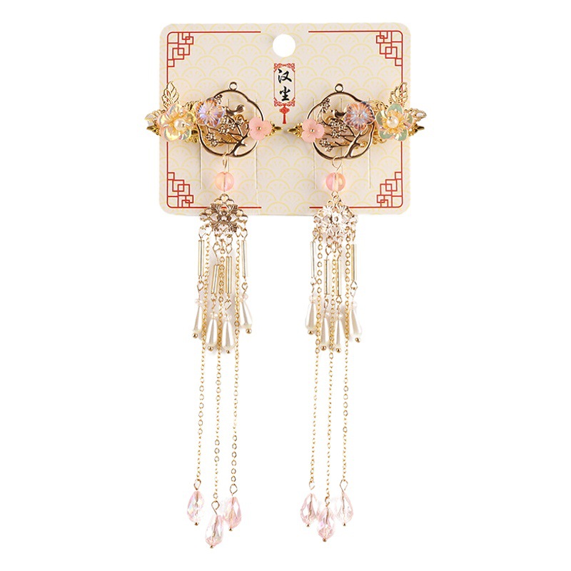 Ancient Style Hair Accessories for Children, Hanfu Classical Hairpins, Traditional Hair Ornaments, Tassel Clips, Side Clips, Chinese Style