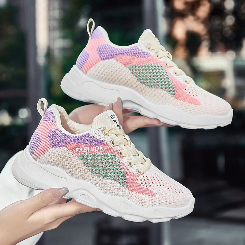 New Women's Sports Shoes, Trendy Shoes, Soft Soles, Comfortable and Breathable Sports Shoes, Fly-Woven Mesh Women's Outdoor Sports Shoes