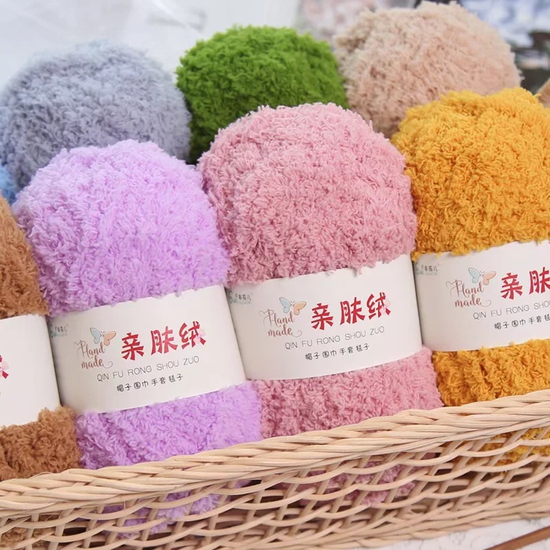 Picture of Skin-friendly Fluff Line Towel Yarn 3-strand Coral Fluff Line Scarf Scarf Baby Line Velvet Coarse Wool Material Bag