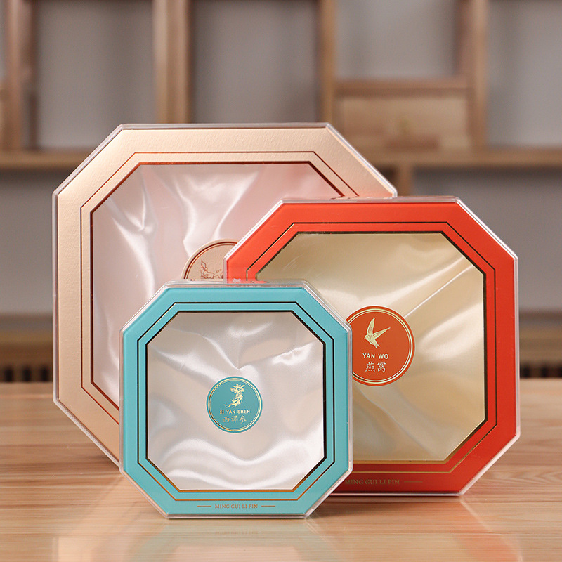 New octagonal traceability Bird's Nest packing box American ginseng Dendrobium Cordyceps universal transparent acrylic high-end gift box empty
