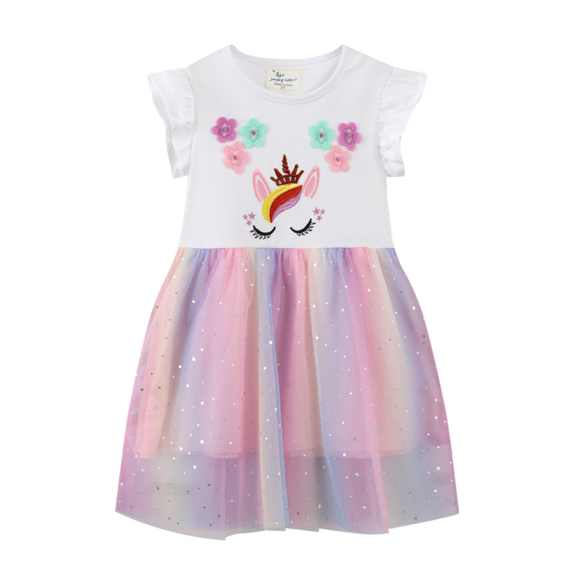 Picture of 2025 New Summer Children's Clothing Dress European and American Short-Sleeved Children's Skirt Knitted Cotton Girls' Dress One Piece Consignment