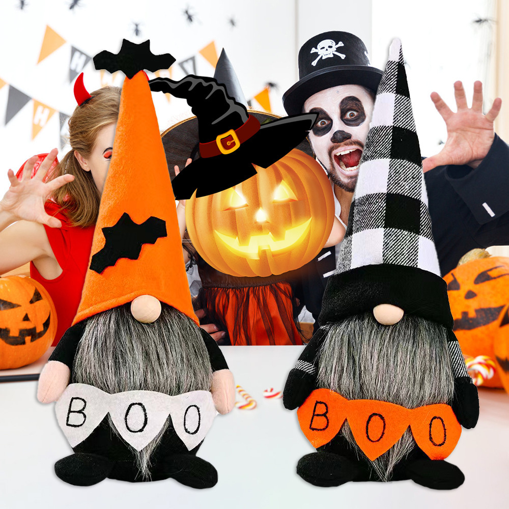 Amazon Cross-border New Halloween Decorations Pointed Hat Rudolph Standing Doll BOO English Alphabet Doll