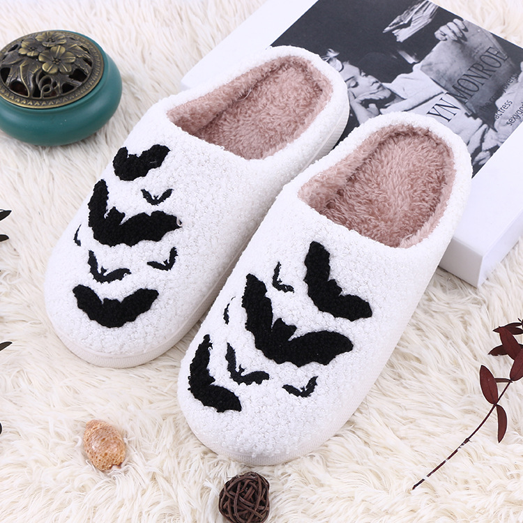 Cross-Border Autumn and Winter New Halloween Bat Cartoon Cotton Slippers for Home and Indoor Funny Cotton Slippers Non-Slip
