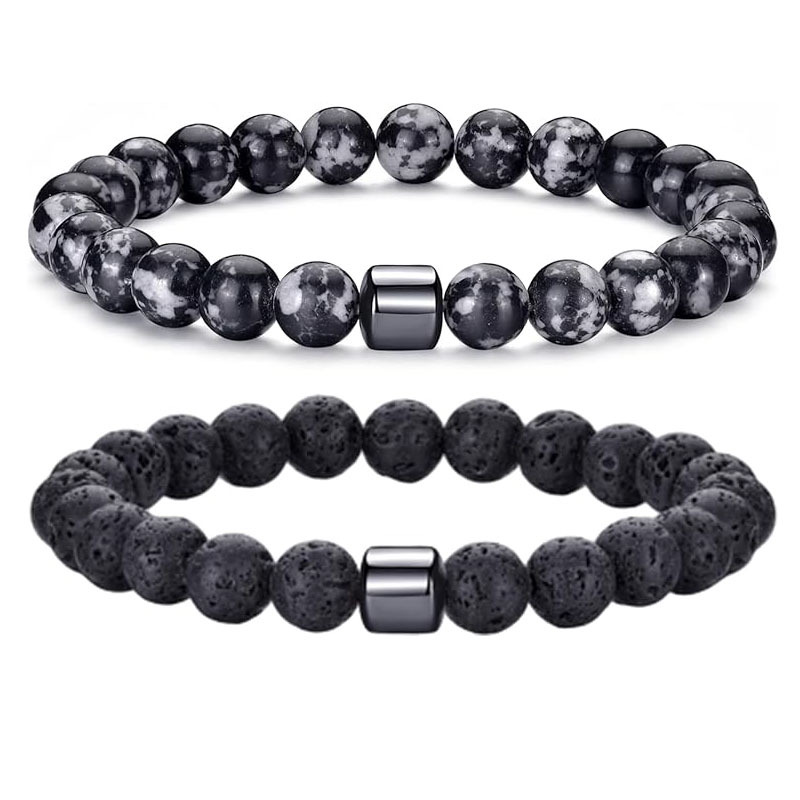 Picture of European and American Cross-Border New 8mm Natural Stone Tiger Eye Peacock Turquoise Elastic Beaded Bracelet for Men and Women Friendship Gifts